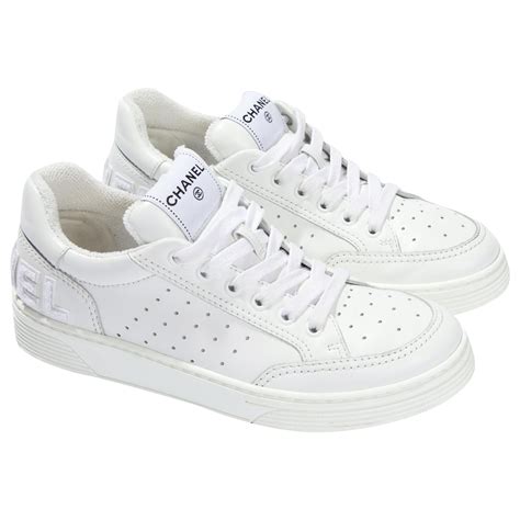 chanel trainers womens white|chanel white leather trainers.